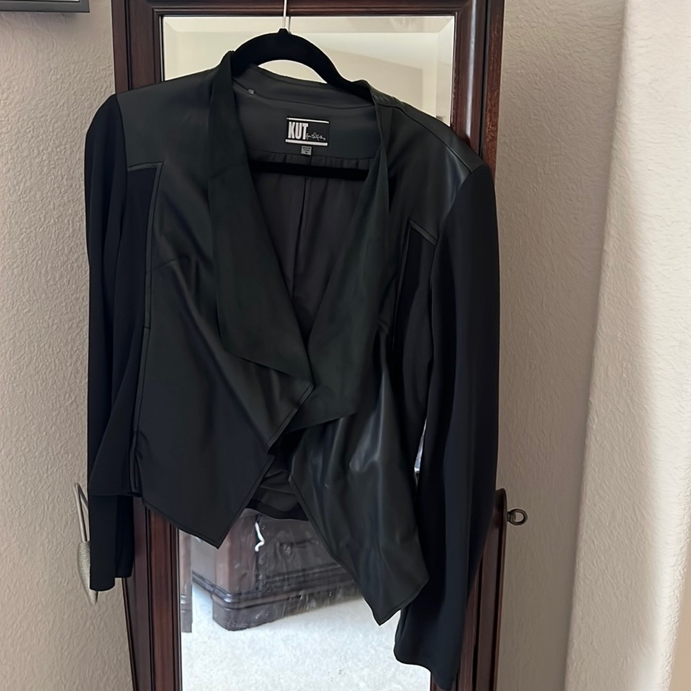 Kut From The Kloth Mixed Media Waterfall Front Jacket